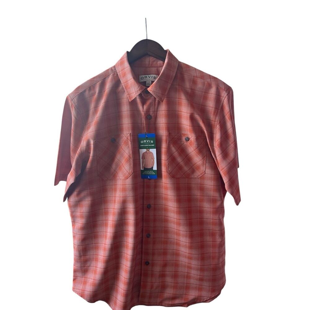 Orvis Shirt Mens Large Short Sleeve Shirt Fishing Outdoor Vented UPF 30+
